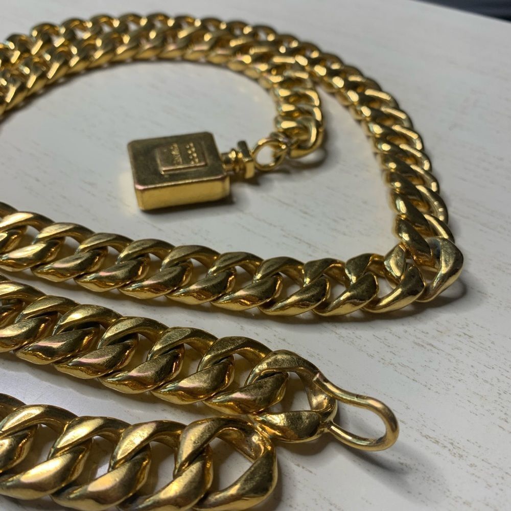 1970s Chanel Gold Toned Perfume Chain Belt Necklace Vintage Pristine condition